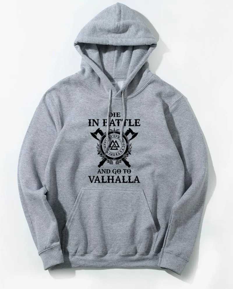 Men's Winter/Autumn Hoodie "Die In Battle And Go To Valhalla"