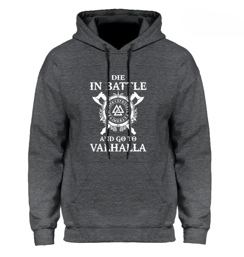 Men's Winter/Autumn Hoodie "Die In Battle And Go To Valhalla"