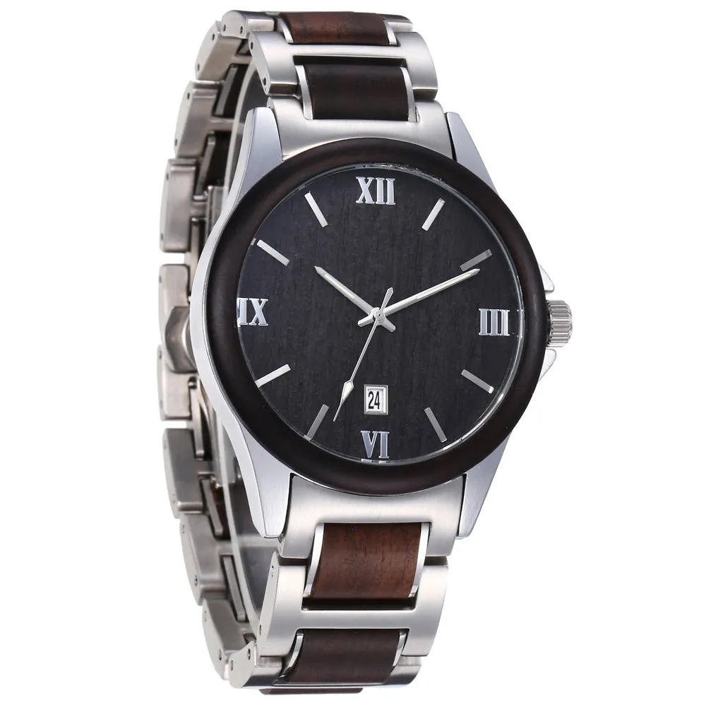 Men's Wooden Quartz Waterproof Watch