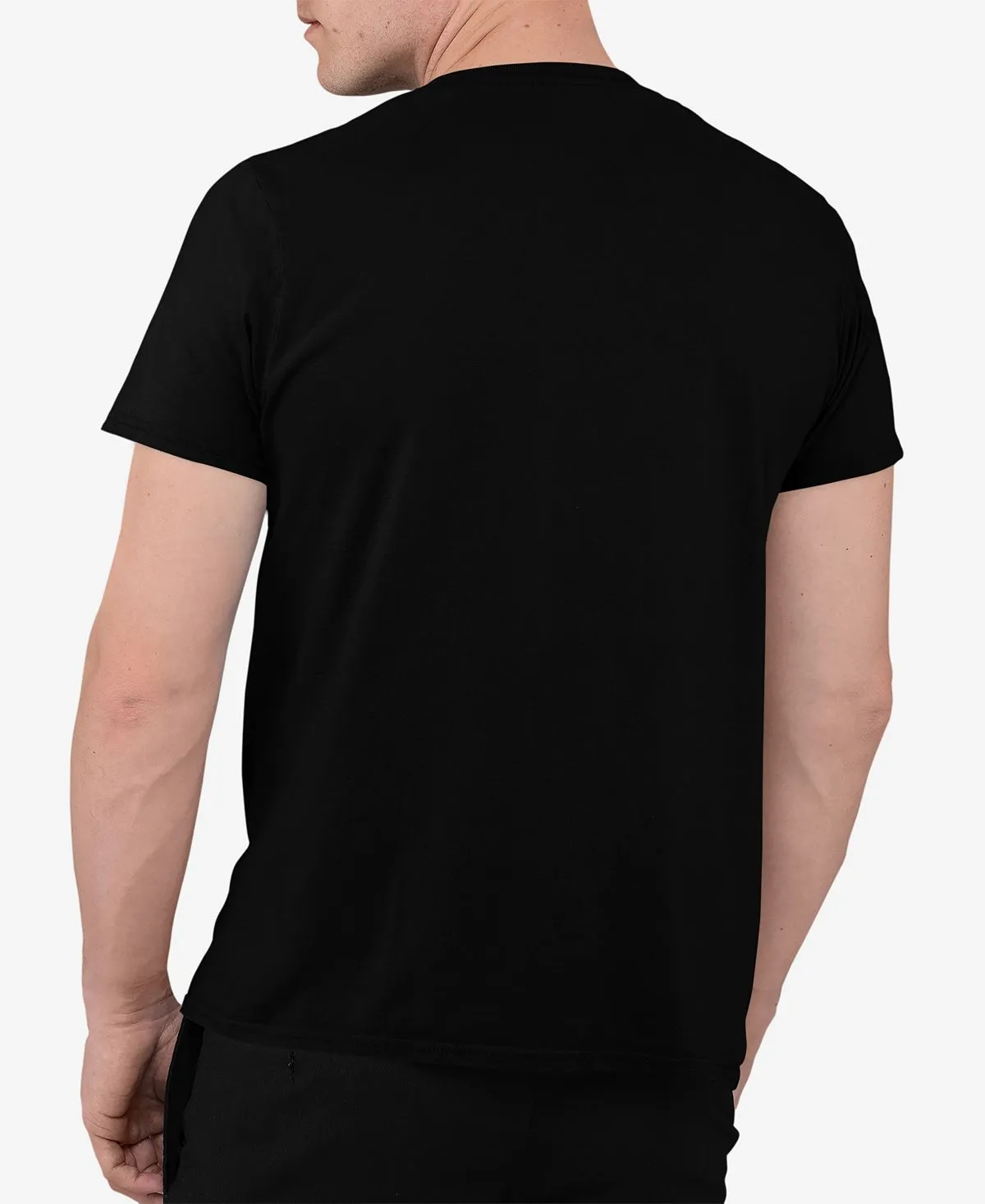 Men's word art T-shirt with LA Pop Art heart notes, black