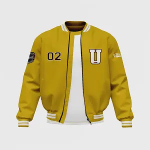 MEN’S YELLOW SATIN BOMBER JACKET BY TJS