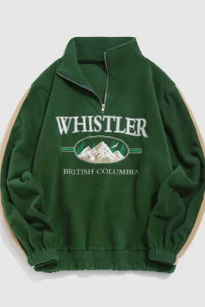Men's/Women's WHISTLER Letter Embroidery Hoodie – Fall/Winter Fleece Turtleneck Sweatshirt, Vintage Streetwear Pullover, Warm Sweats