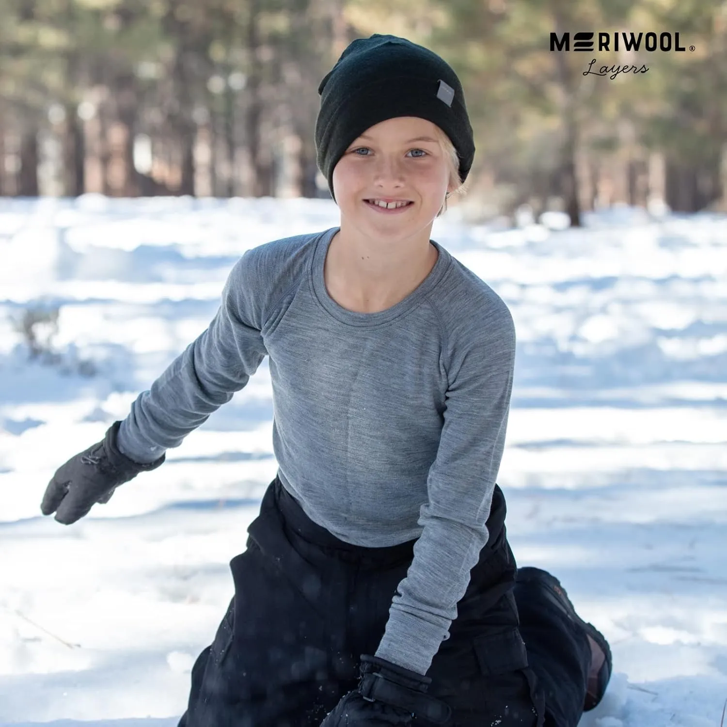 MERIWOOL Kids Unisex Long Sleeve Shirt Thermal Midweight Merino Wool Base Layer