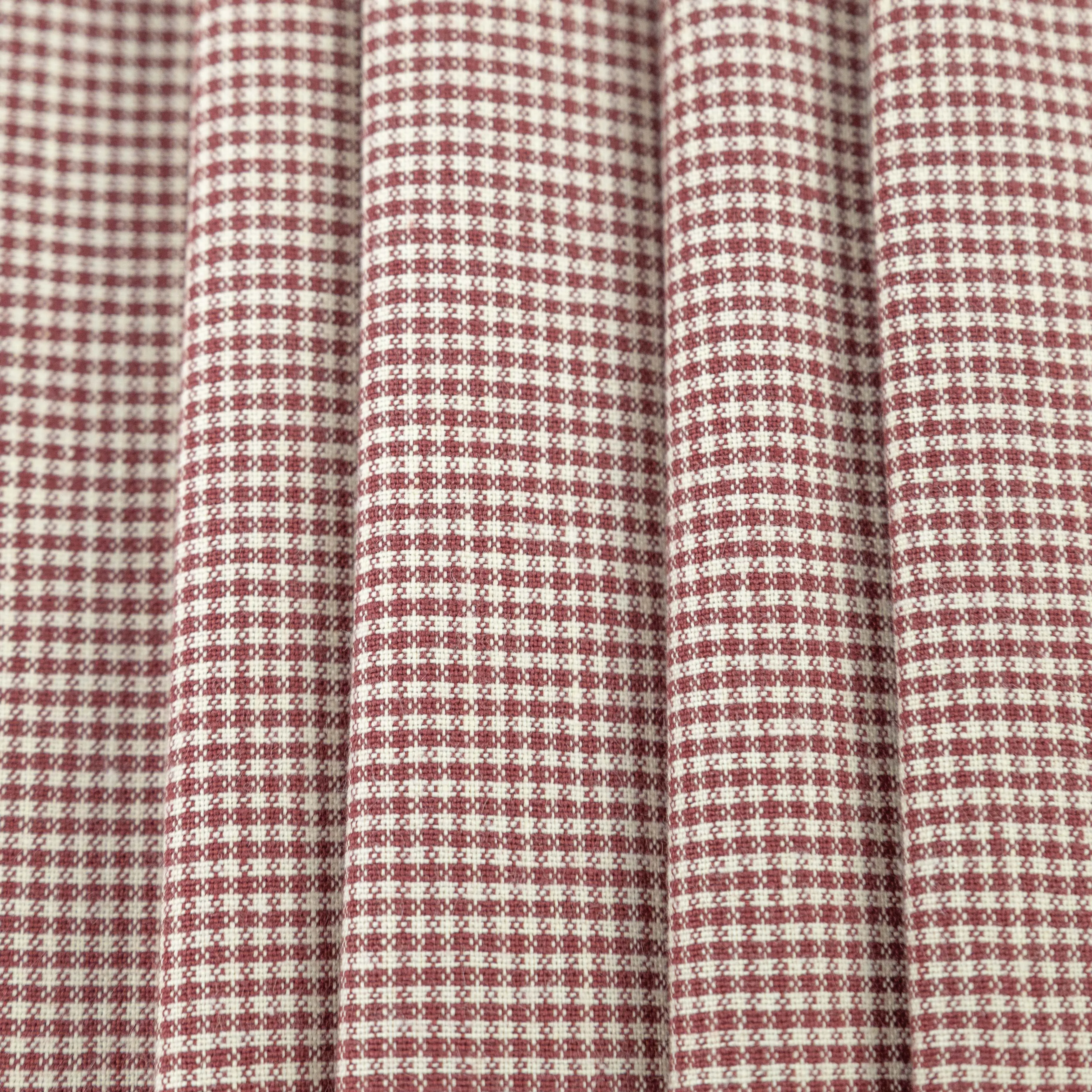 Merlot & Cream Checked Linen- $16.00 yd.