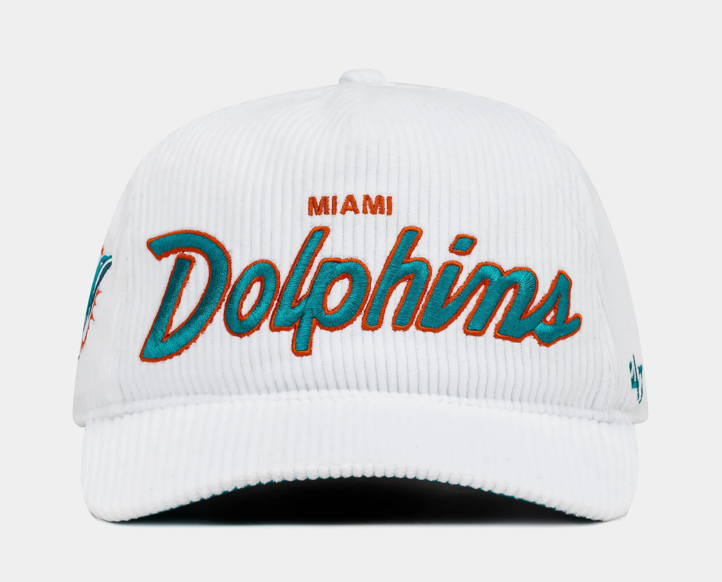 Miami Dolphins Corduroy Snapback Mens Hat (White/Teal)