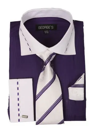 Milano Moda Dress Shirt AH621-Purple