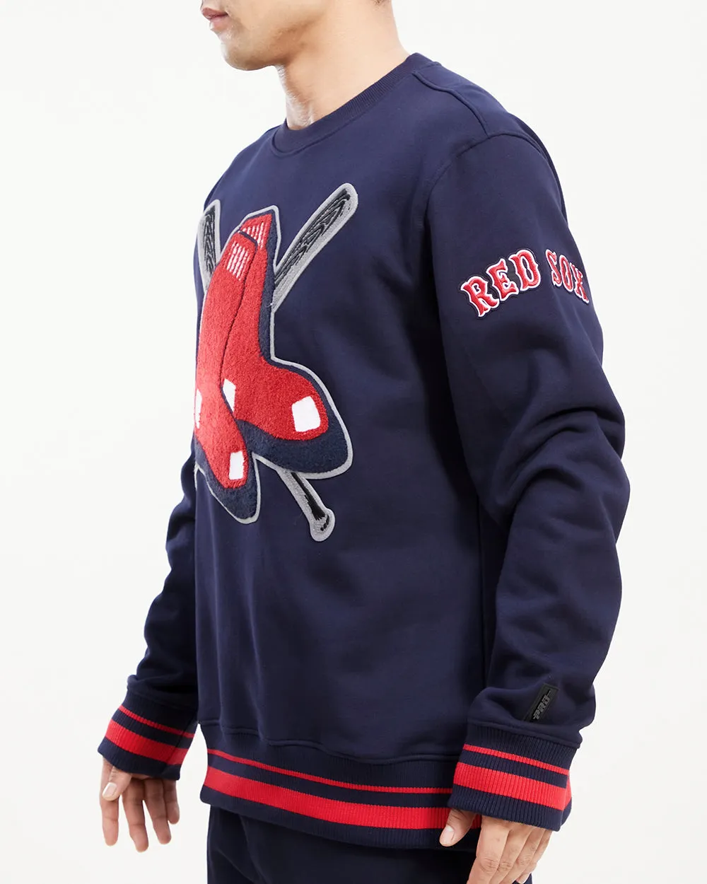 MLB BOSTON RED SOX MASHUP MEN'S RIB CREWNECK (MIDNIGHT NAVY/RED/MIDNIGHT NAVY)