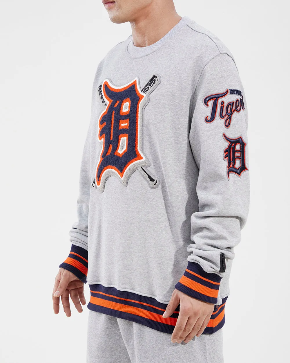MLB DETROIT TIGERS MASHUP MEN'S RIB CREWNECK (HEATHER GREY)