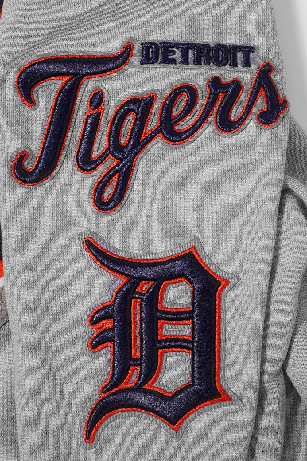 MLB DETROIT TIGERS MASHUP MEN'S RIB CREWNECK (HEATHER GREY/MIDNIGHT NAVY/ORANGE)
