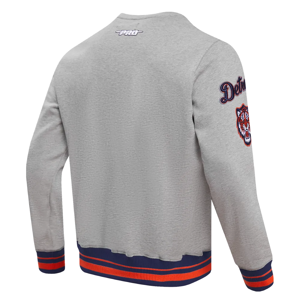 MLB DETROIT TIGERS MASHUP MEN'S RIB CREWNECK (HEATHER GREY/MIDNIGHT NAVY/ORANGE)