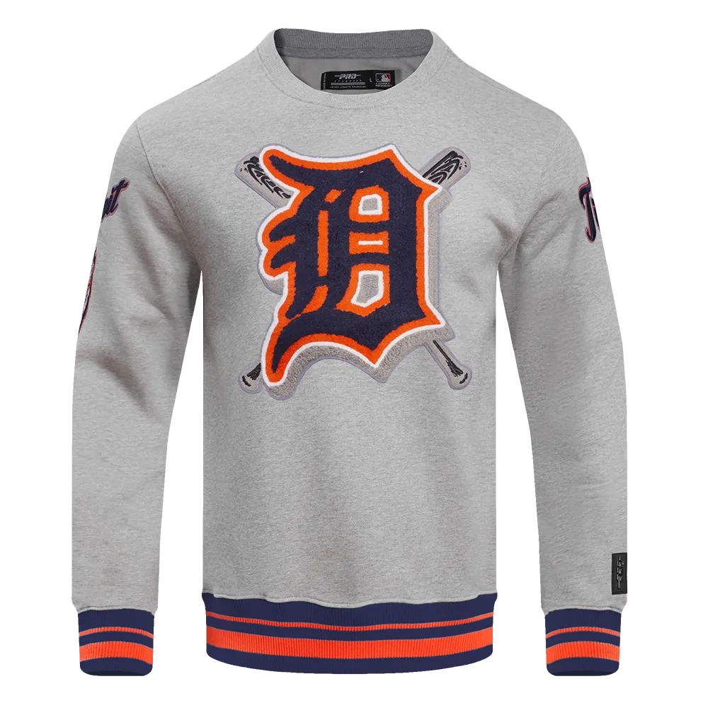 MLB DETROIT TIGERS MASHUP MEN'S RIB CREWNECK (HEATHER GREY/MIDNIGHT NAVY/ORANGE)