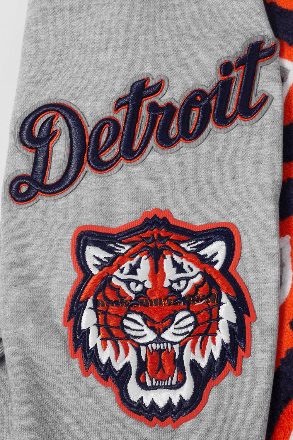 MLB DETROIT TIGERS MASHUP MEN'S RIB CREWNECK (HEATHER GREY/MIDNIGHT NAVY/ORANGE)