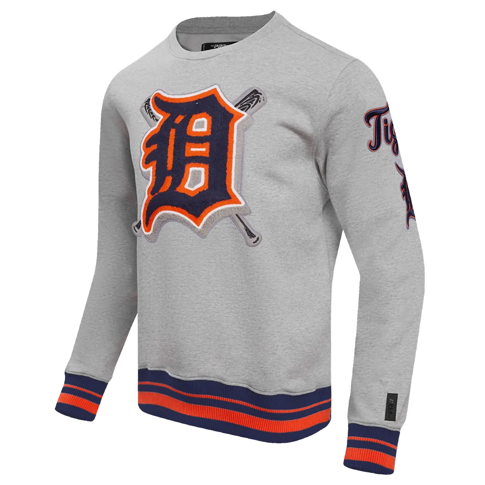 MLB DETROIT TIGERS MASHUP MEN'S RIB CREWNECK (HEATHER GREY/MIDNIGHT NAVY/ORANGE)