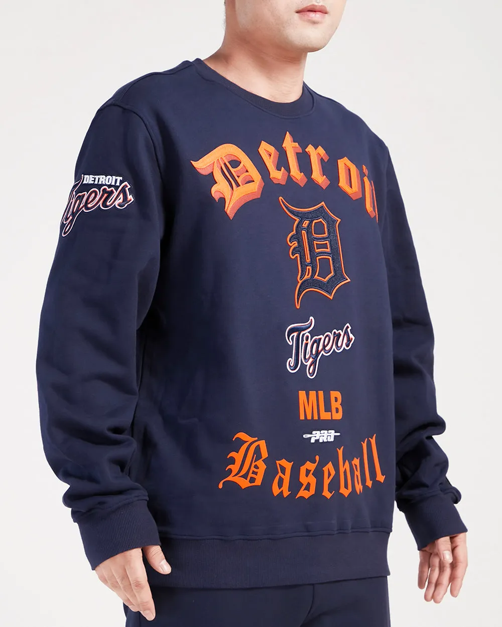 MLB DETROIT TIGERS OLD ENGLISH MEN'S CREWNECK (MIDNIGHT NAVY)