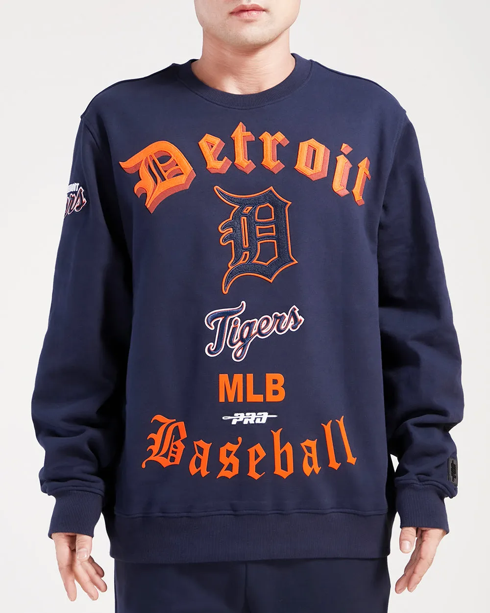MLB DETROIT TIGERS OLD ENGLISH MEN'S CREWNECK (MIDNIGHT NAVY)
