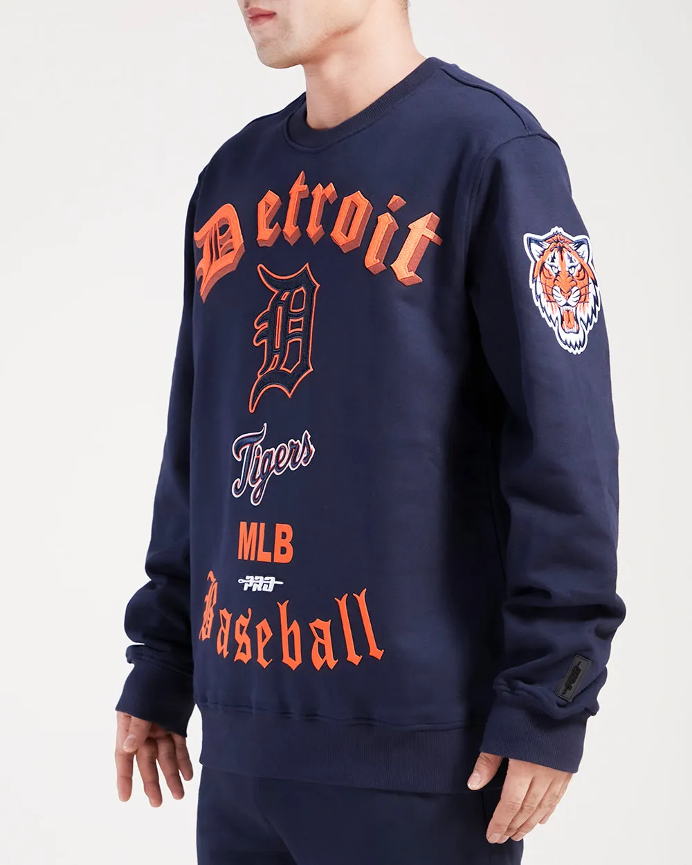 MLB DETROIT TIGERS OLD ENGLISH MEN'S CREWNECK (MIDNIGHT NAVY)