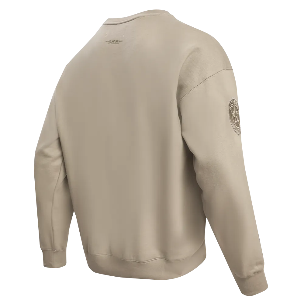 MLB HOUSTON ASTROS NEUTRAL DROP SHOULDER FLC CREWNECK (TAUPE)