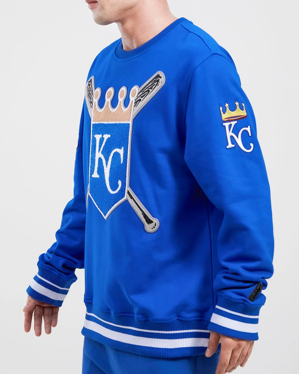 MLB KANSAS CITY ROYALS MASHUP MEN'S RIB CREWNECK (ROYAL BLUE)