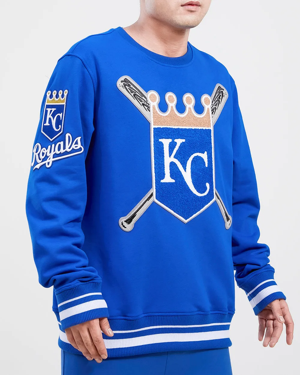 MLB KANSAS CITY ROYALS MASHUP MEN'S RIB CREWNECK (ROYAL BLUE)