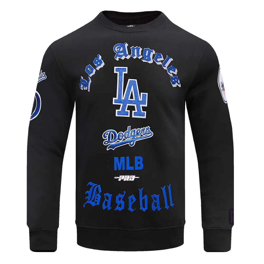 MLB LOS ANGELES DODGERS OLD ENGLISH MEN'S CREWNECK (BLACK)