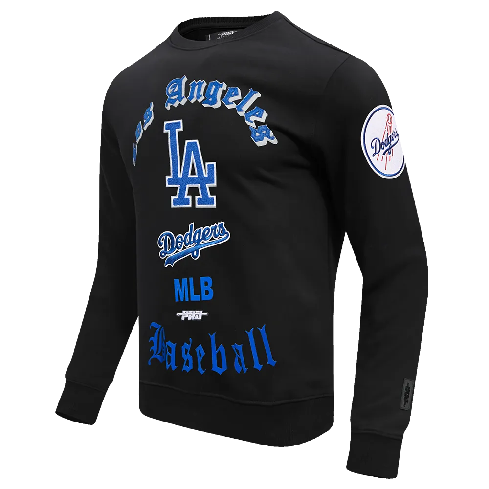 MLB LOS ANGELES DODGERS OLD ENGLISH MEN'S CREWNECK (BLACK)
