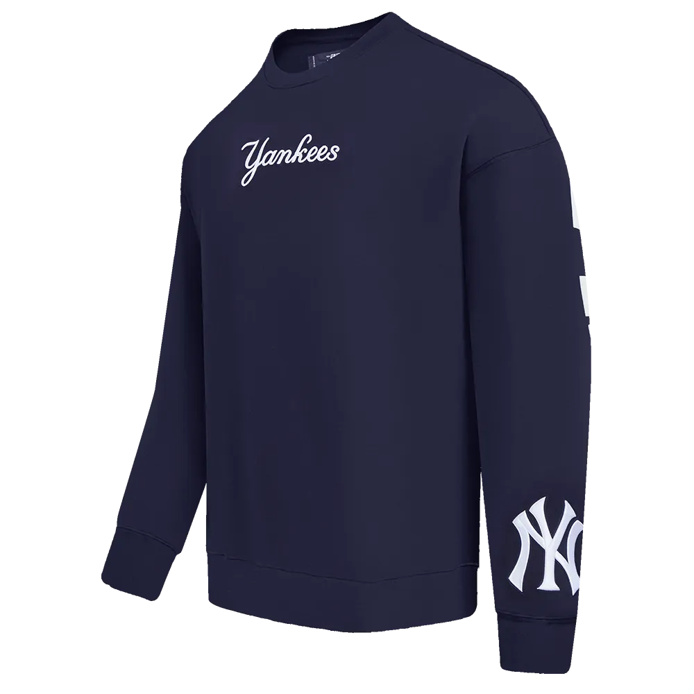 MLB NEW YORK YANKEES WINGSPAN MEN'S DROP SHOULDER FLC CREWNECK (MIDNIGHT NAVY)