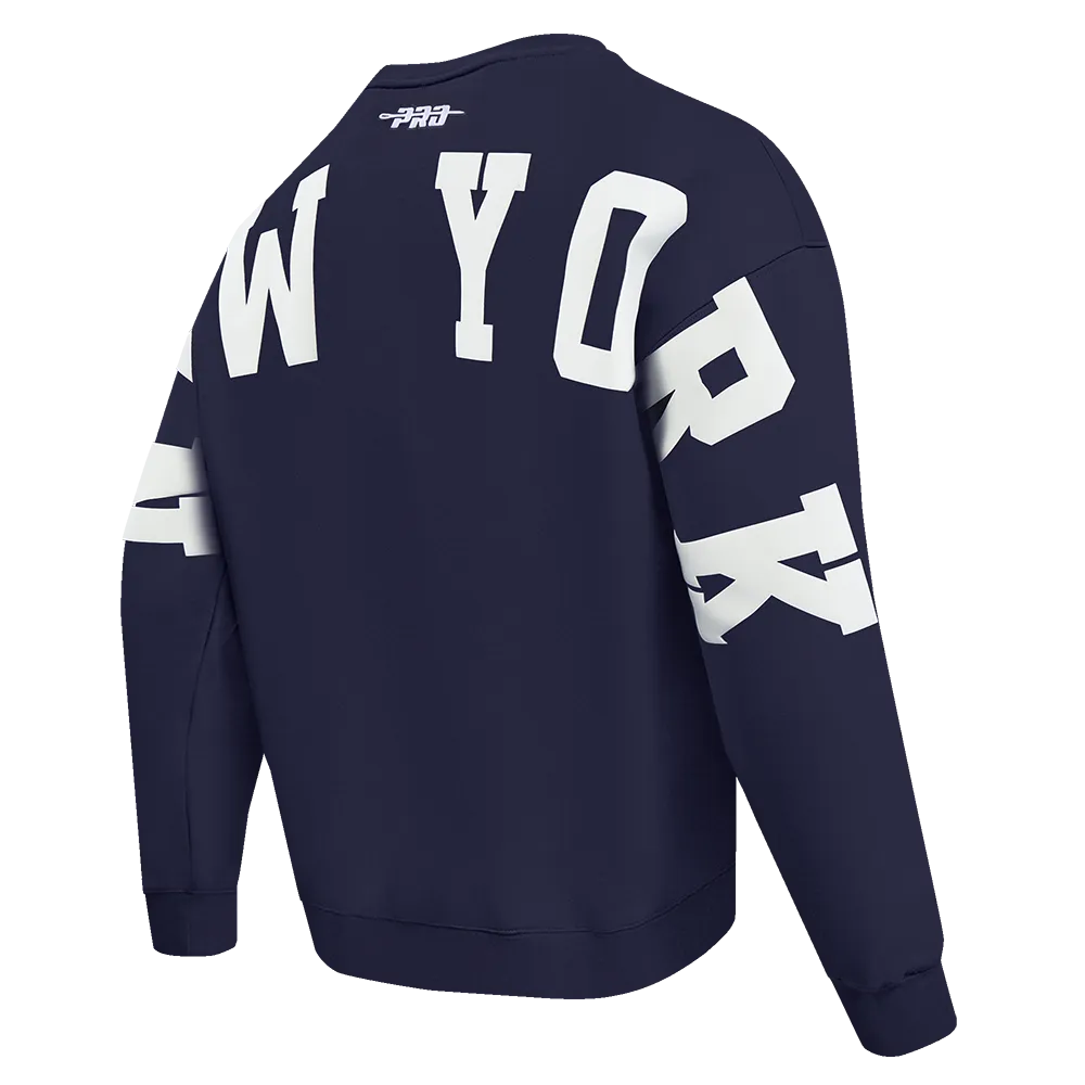 MLB NEW YORK YANKEES WINGSPAN MEN'S DROP SHOULDER FLC CREWNECK (MIDNIGHT NAVY)