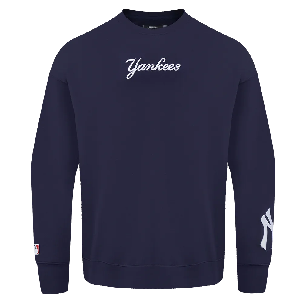 MLB NEW YORK YANKEES WINGSPAN MEN'S DROP SHOULDER FLC CREWNECK (MIDNIGHT NAVY)