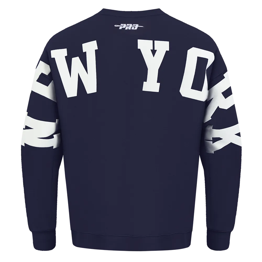 MLB NEW YORK YANKEES WINGSPAN MEN'S DROP SHOULDER FLC CREWNECK (MIDNIGHT NAVY)