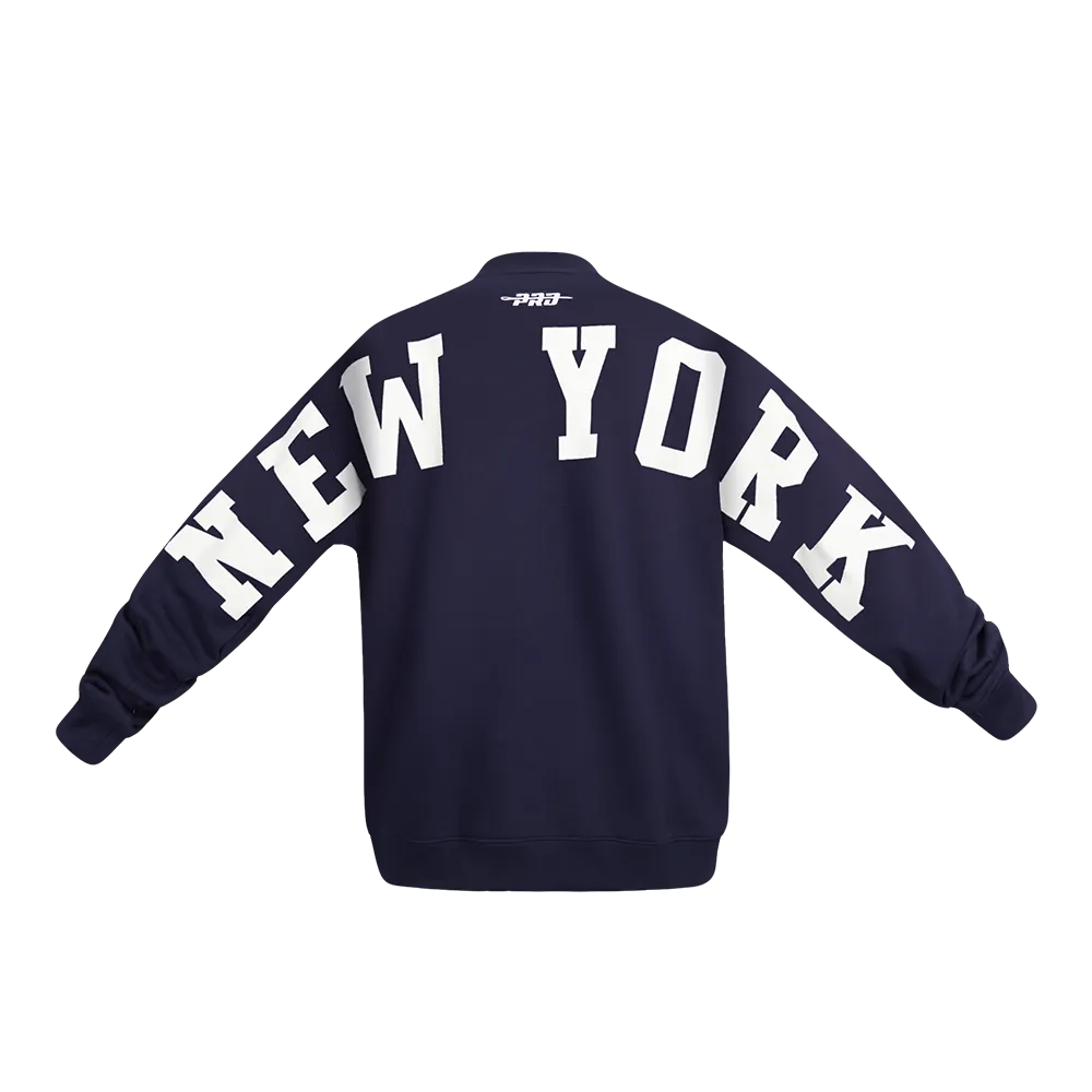 MLB NEW YORK YANKEES WINGSPAN MEN'S DROP SHOULDER FLC CREWNECK (MIDNIGHT NAVY)