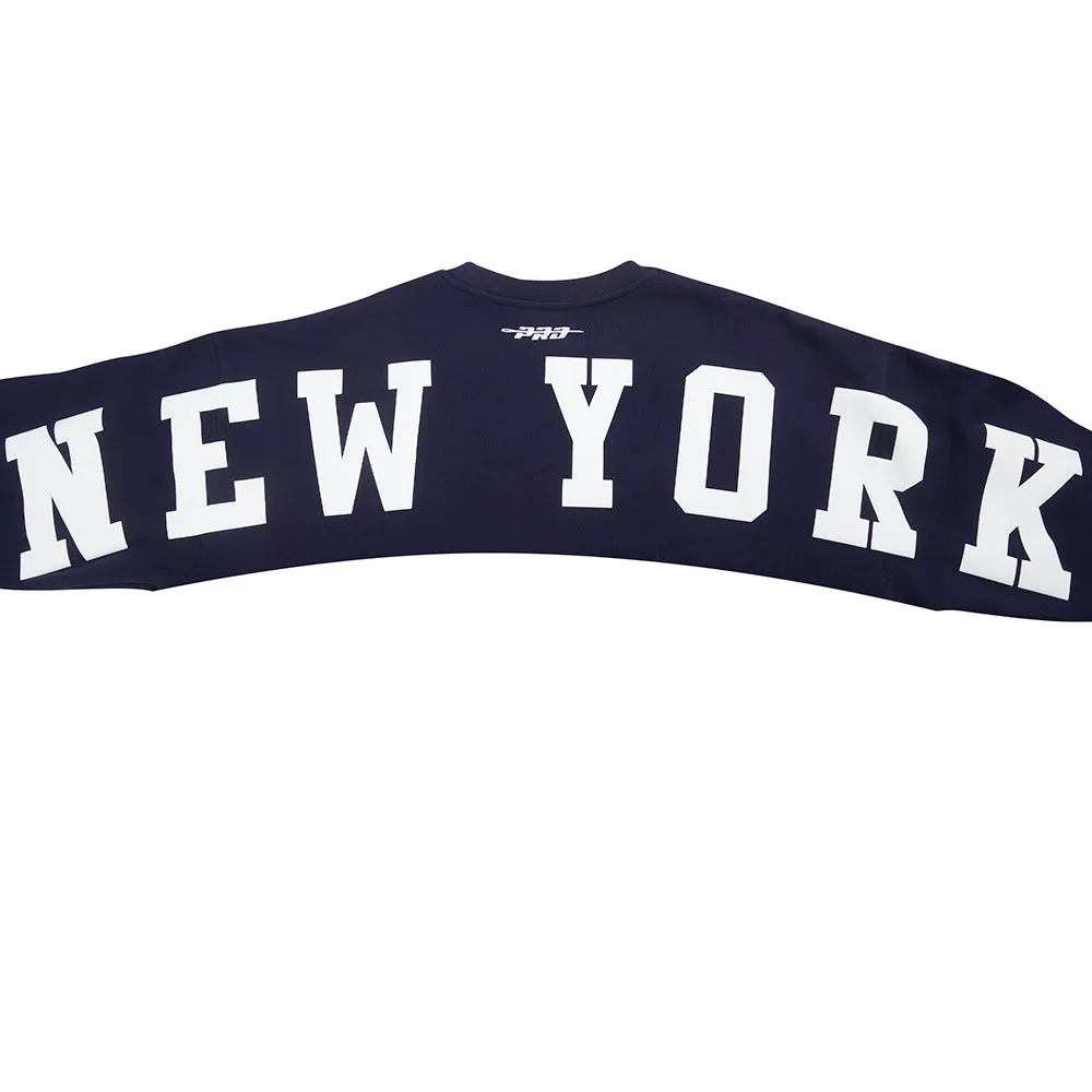 MLB NEW YORK YANKEES WINGSPAN MEN'S DROP SHOULDER FLC CREWNECK (MIDNIGHT NAVY)