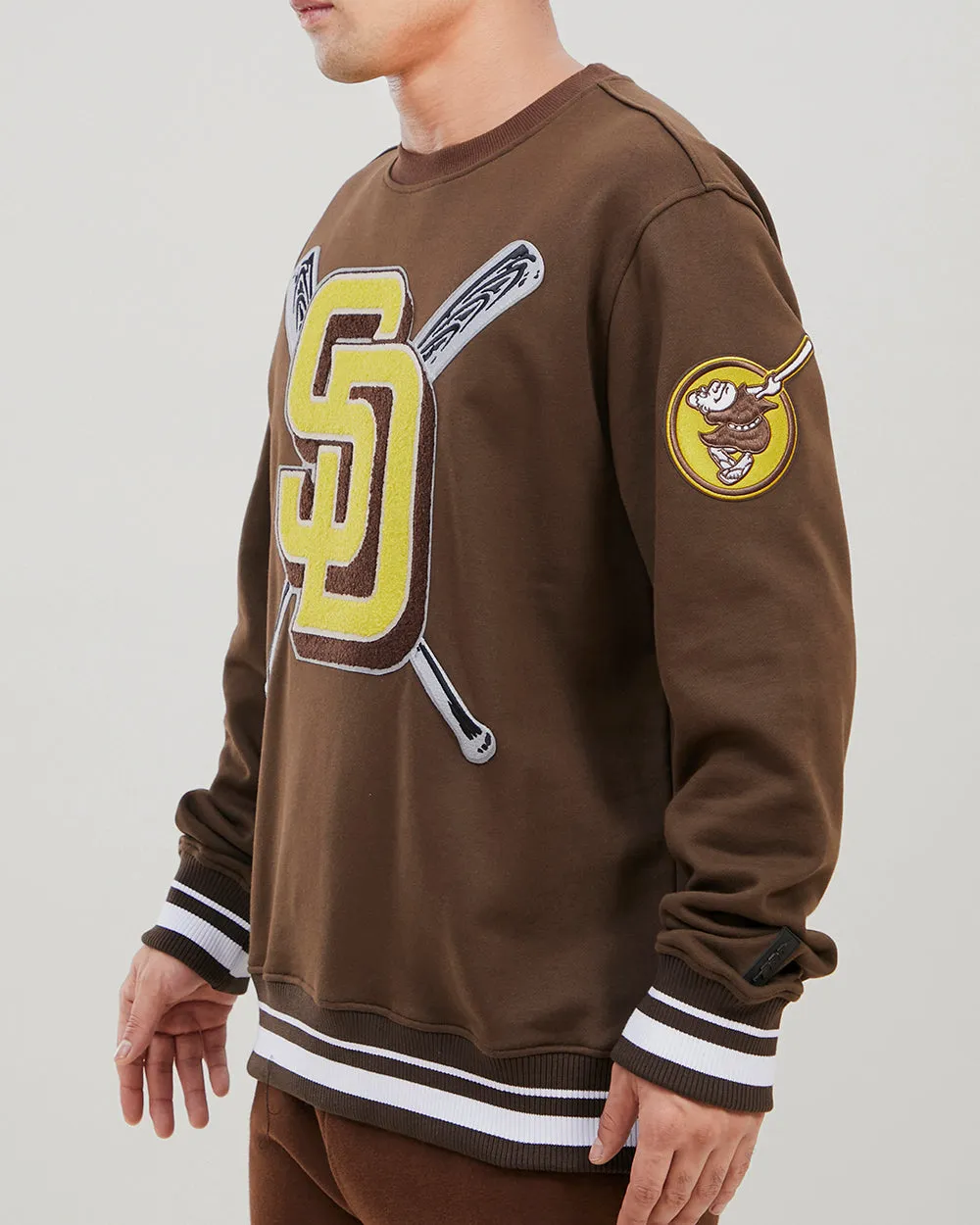 MLB SAN DIEGO PADRES MASHUP MEN'S RIB CREWNECK (BROWN/WHITE/BROWN)