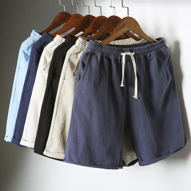 MrGB Cotton Line Shorts Men Summer Beach Casual Shorts Baggy Basic Pockets Shorts Men's Clothing