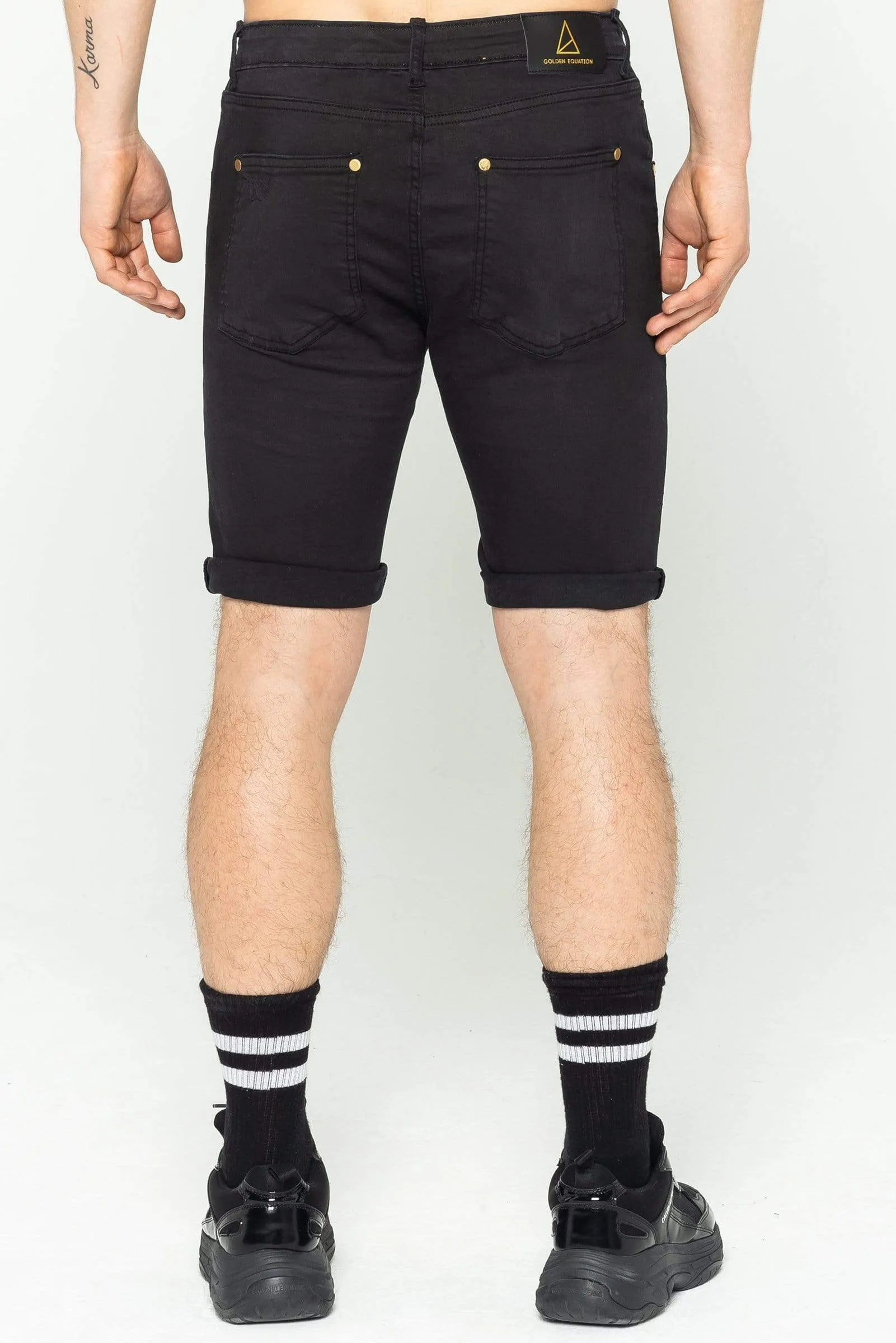 Murry Spray On Men's Denim Shorts - Black