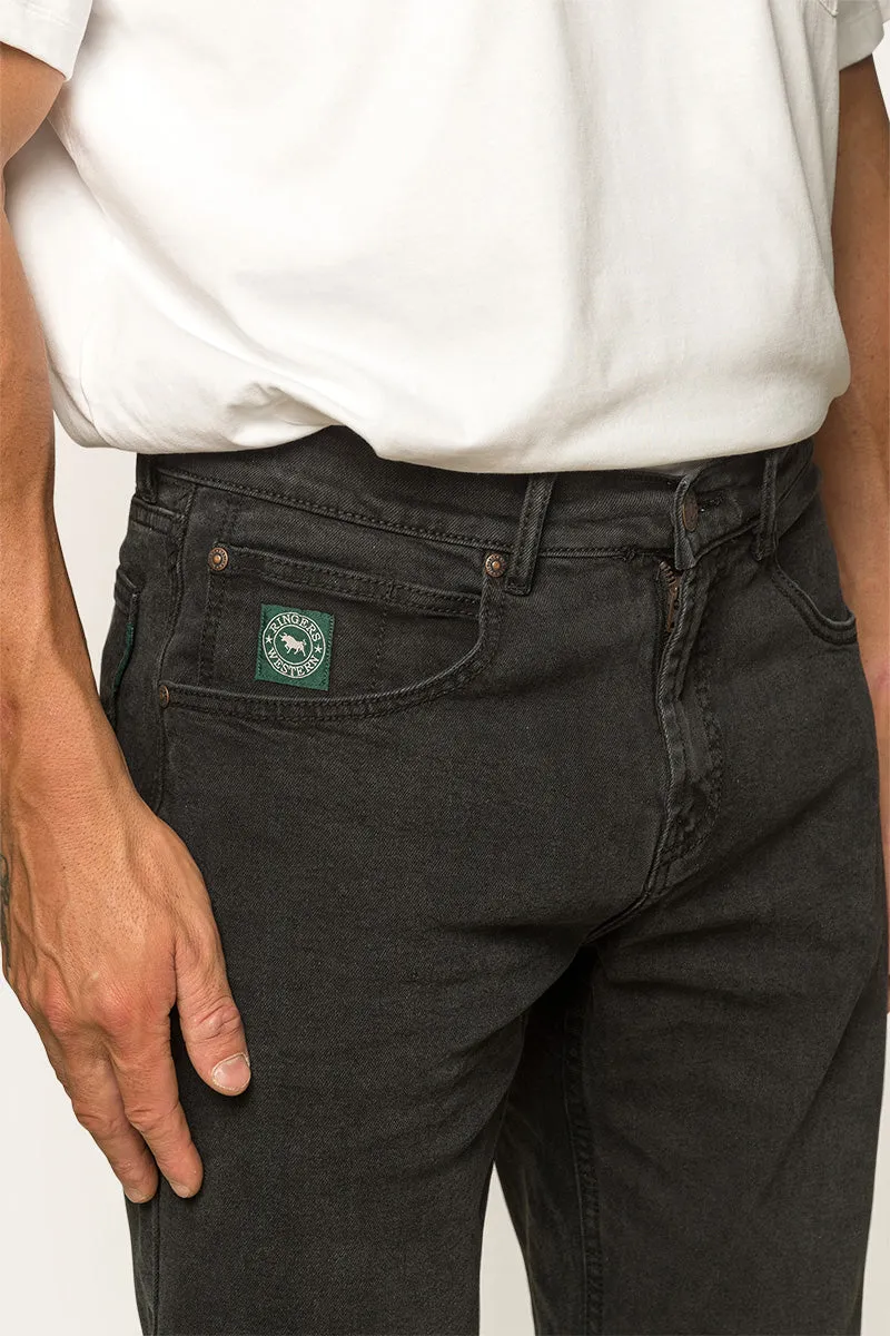 Muster Mens Slim Straight Fit Jeans - Black