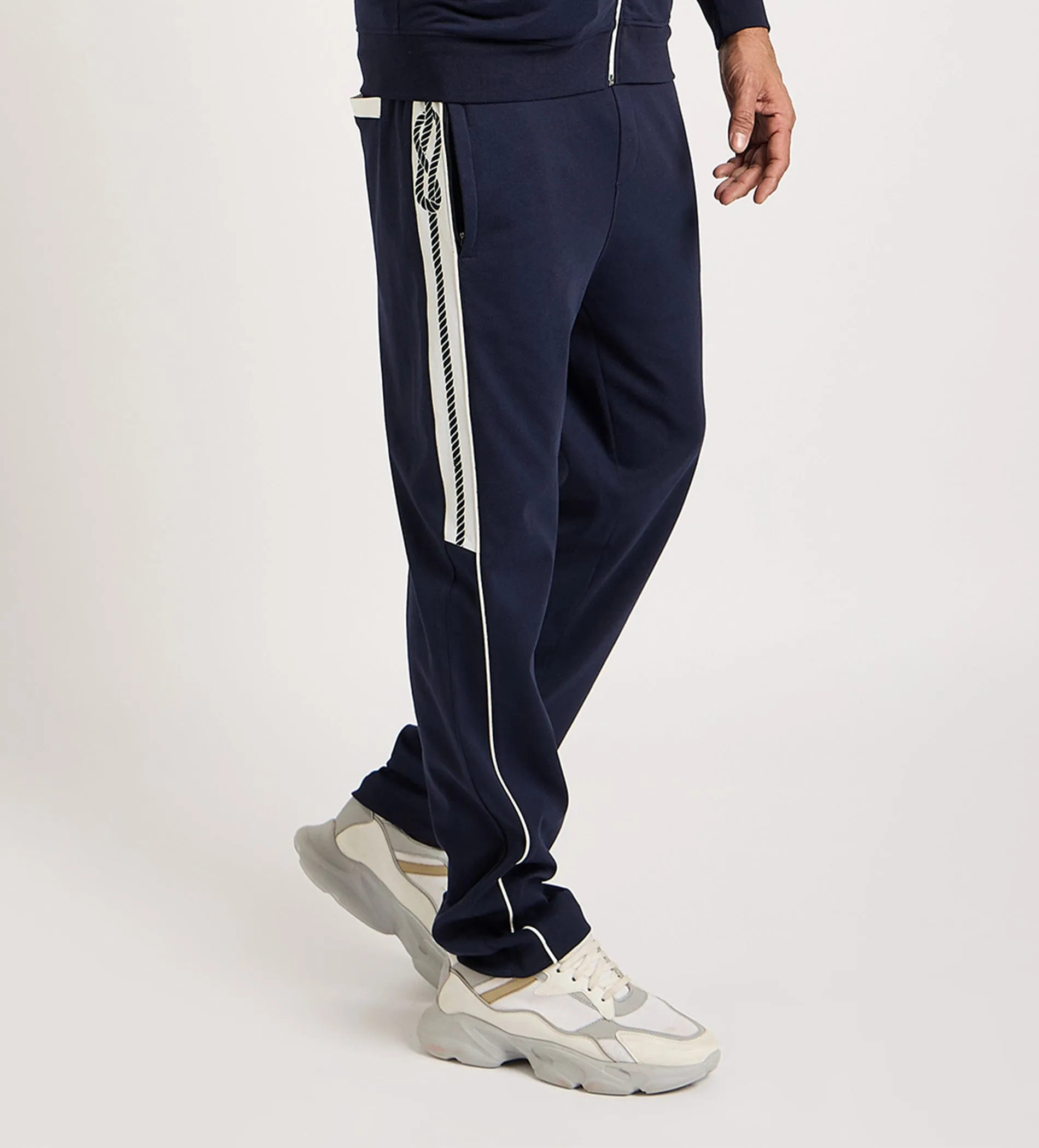 Navy Blue Nautical Anchor Trackpant For Men