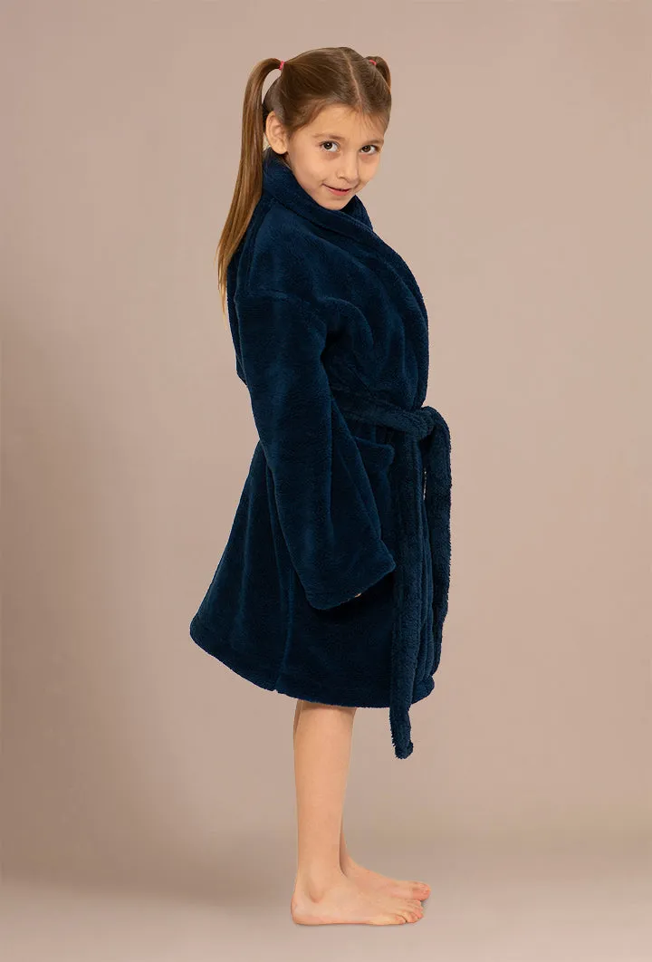 Navy Plush Bathrobes for Little Girls