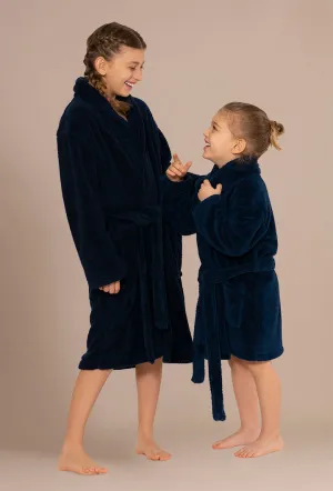 Navy Plush Bathrobes for Little Girls