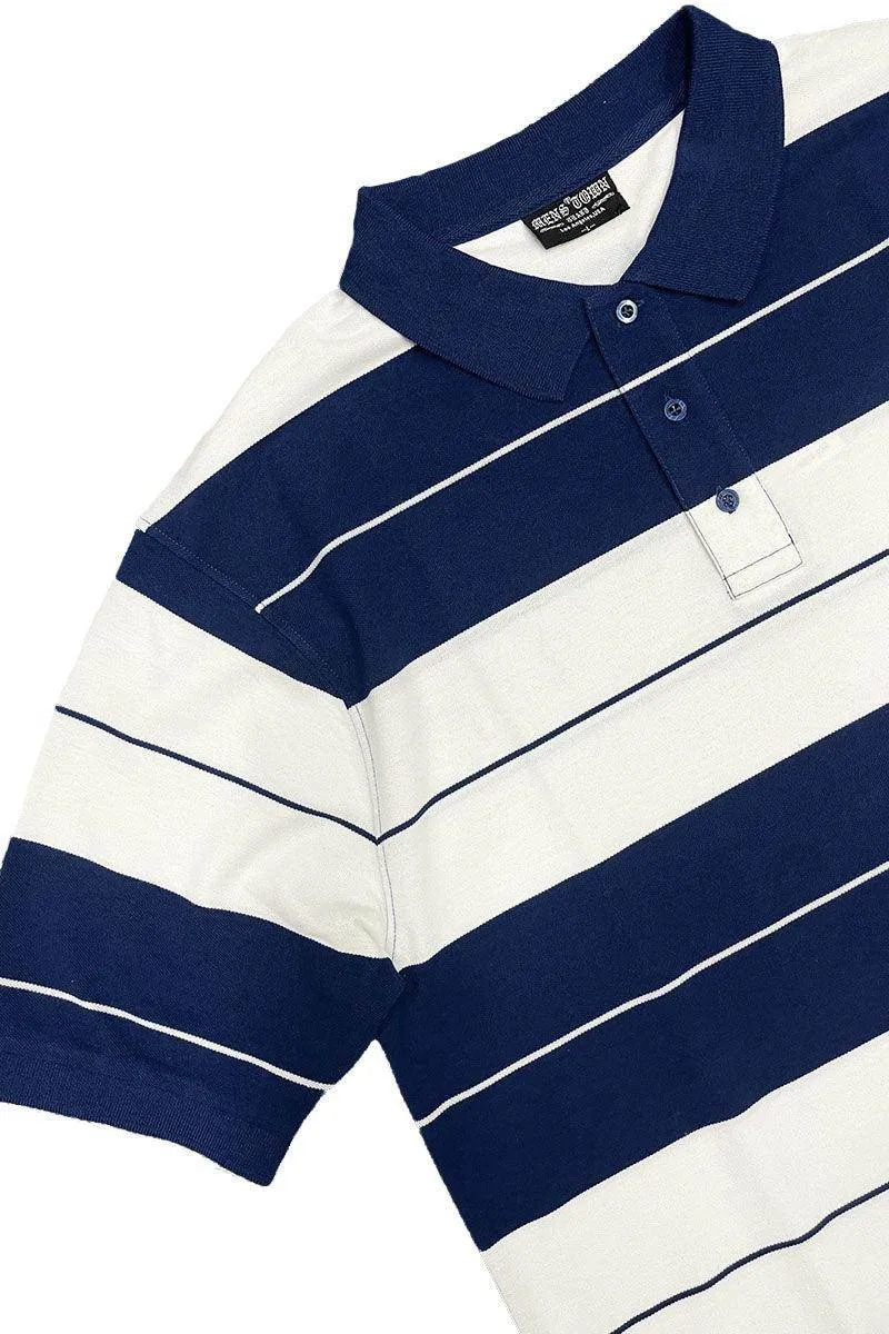 Navy/White Old School Pique Polo Shirt