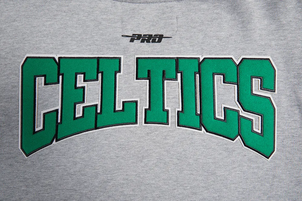NBA BOSTON CELTICS CREST EMBLEM MEN'S RIB CREWNECK (HEATHER GREY/GREEN)