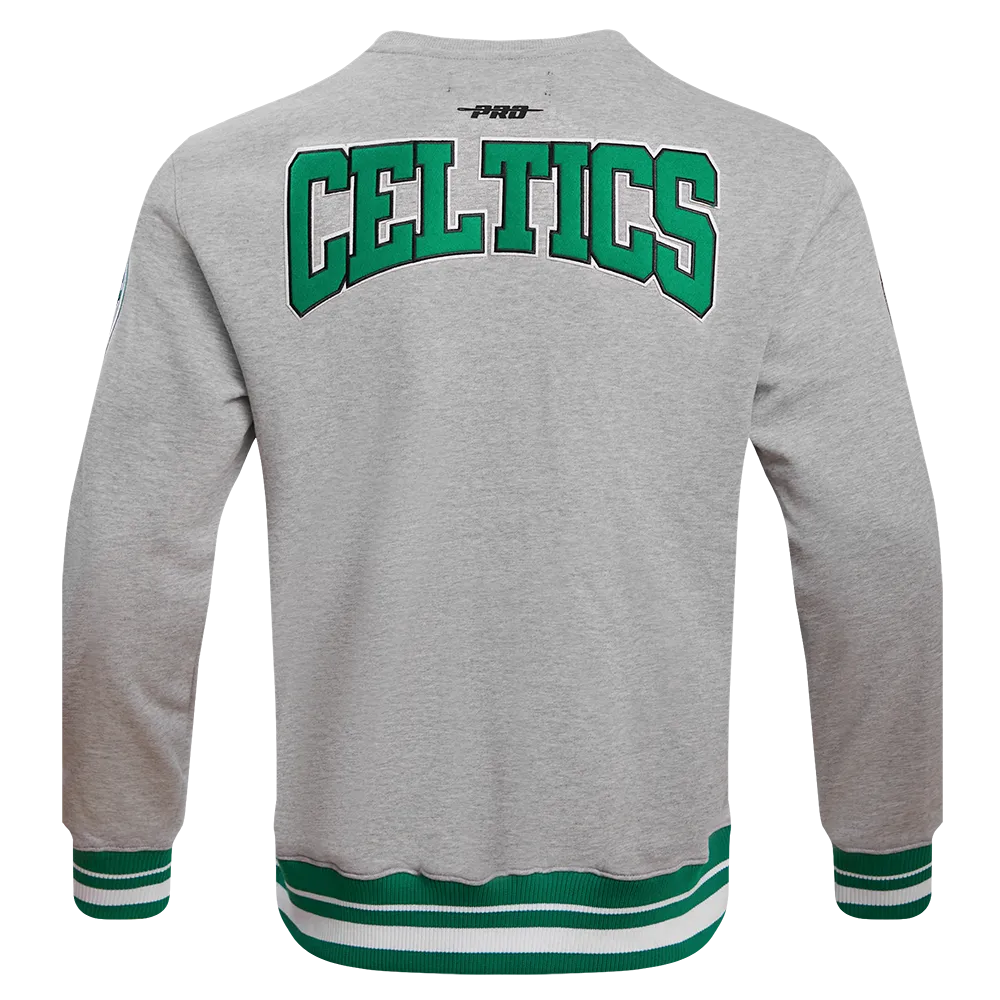 NBA BOSTON CELTICS CREST EMBLEM MEN'S RIB CREWNECK (HEATHER GREY/GREEN)