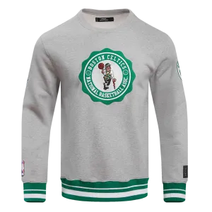 NBA BOSTON CELTICS CREST EMBLEM MEN'S RIB CREWNECK (HEATHER GREY/GREEN)