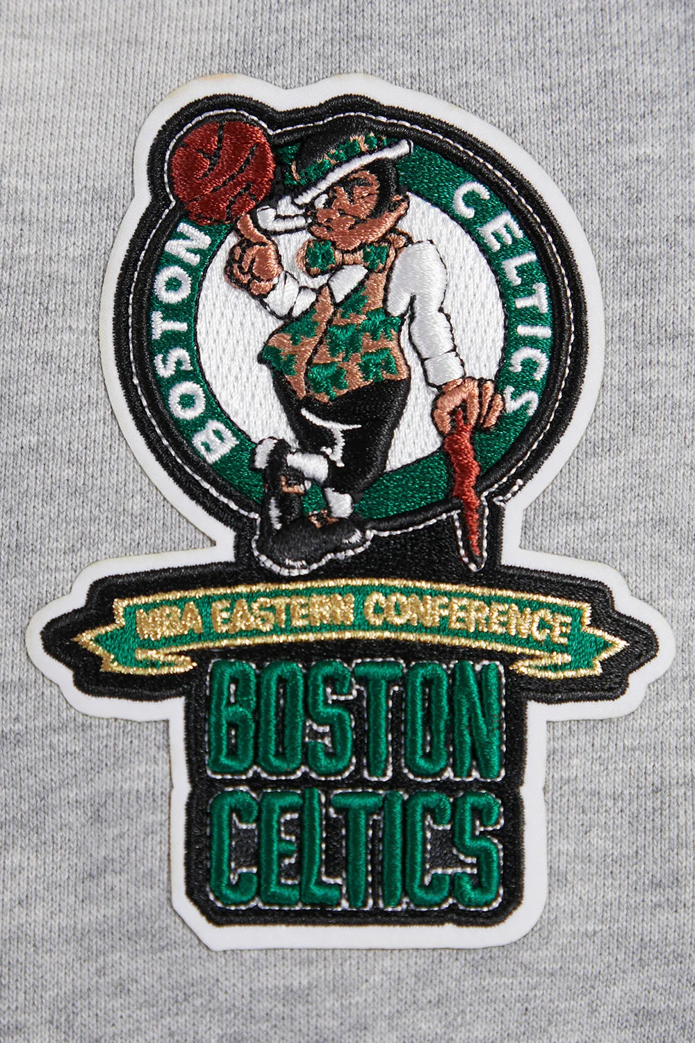 NBA BOSTON CELTICS CREST EMBLEM MEN'S RIB CREWNECK (HEATHER GREY/GREEN)
