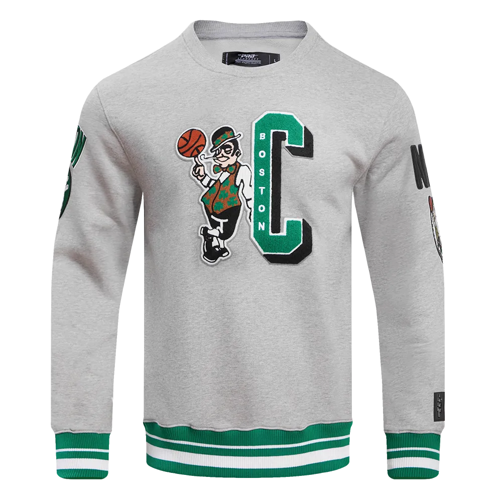 NBA BOSTON CELTICS MASHUP MEN'S RIB CREWNECK (HEATHER GREY/GREEN)