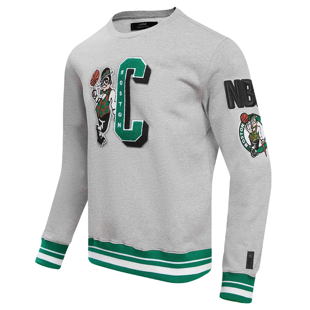 NBA BOSTON CELTICS MASHUP MEN'S RIB CREWNECK (HEATHER GREY/GREEN)