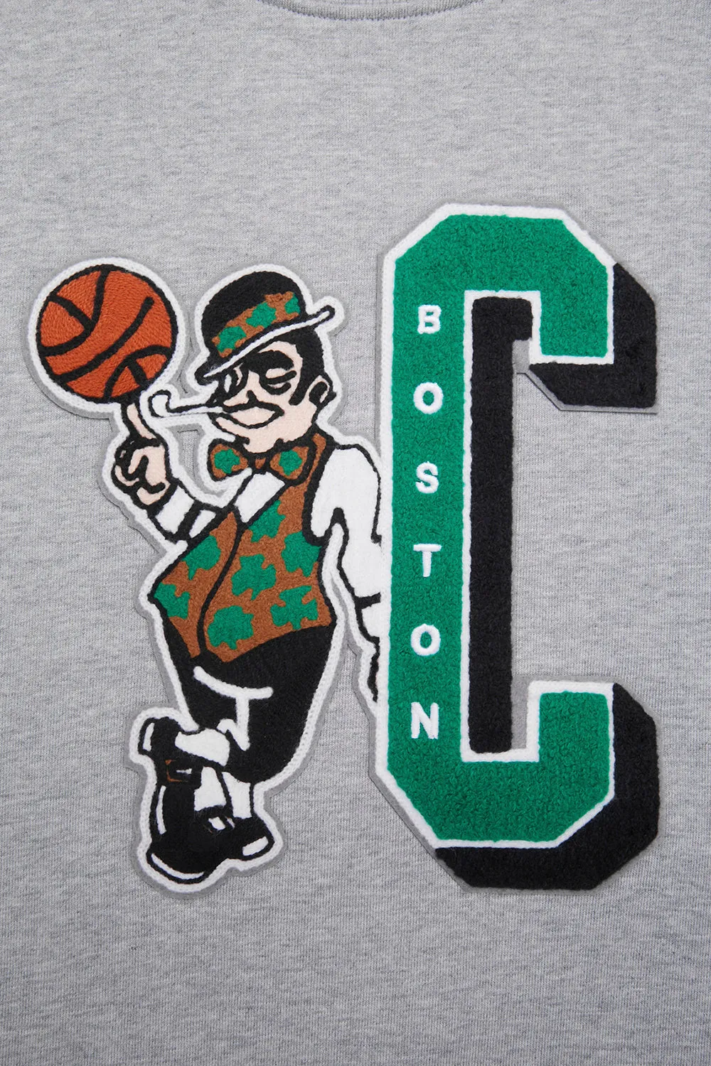 NBA BOSTON CELTICS MASHUP MEN'S RIB CREWNECK (HEATHER GREY/GREEN)