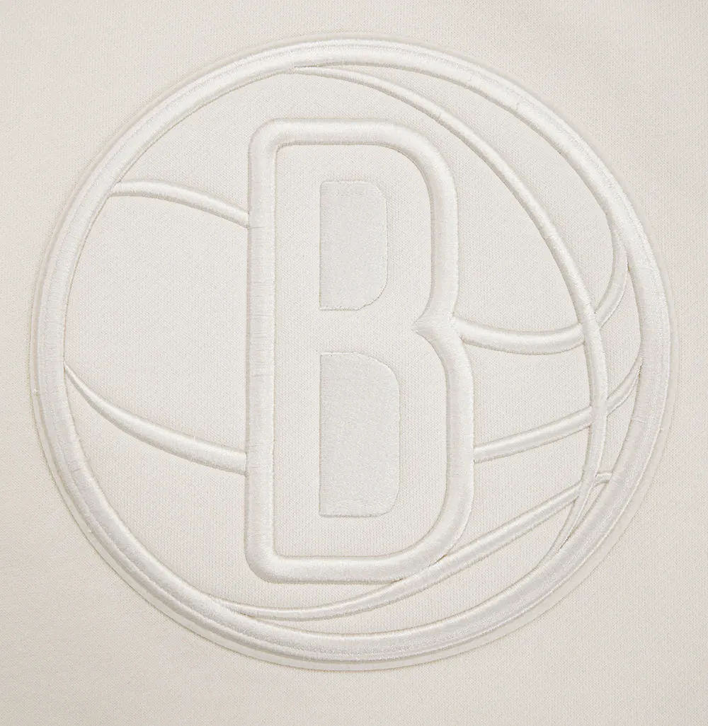 NBA BROOKLYN NETS NEUTRAL DROP SHOULDER FLC CREWNECK (EGGSHELL)