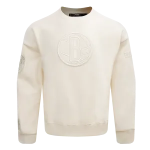 NBA BROOKLYN NETS NEUTRAL DROP SHOULDER FLC CREWNECK (EGGSHELL)