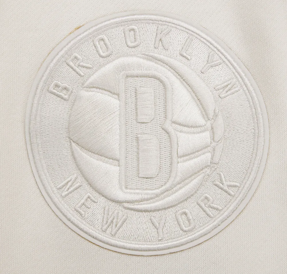 NBA BROOKLYN NETS NEUTRAL DROP SHOULDER FLC CREWNECK (EGGSHELL)