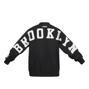 NBA BROOKLYN NETS WINGSPAN MEN'S DROP SHOULDER FLC CREWNECK (BLACK)